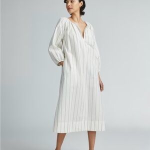 Everlane Cream and Black Striped Long Sleeve Dress